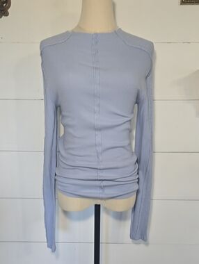 Free People We The Free Sage Layering Top Periwinkle Blue Ribbed Knit Small